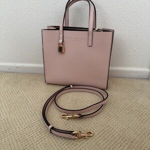 Marc Jacobs New York Mini Grind Coated Leather Light Pink Tote Satchel Purse